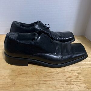 Stacy Adams Men Oxford Dress Shoes 9.5MBlack Leather Square Toe 23007-01 Lace Up